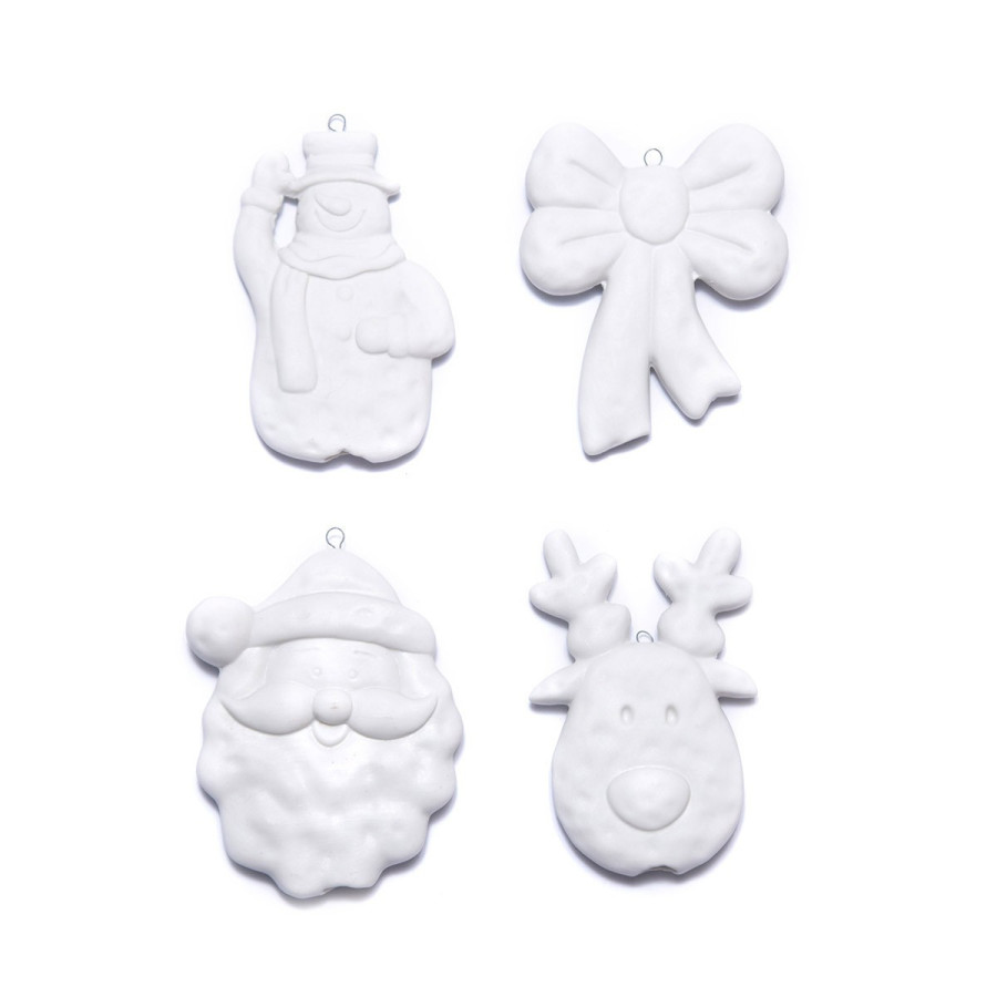 Adornos de Santa Snowman Reno y Moño 10 cm