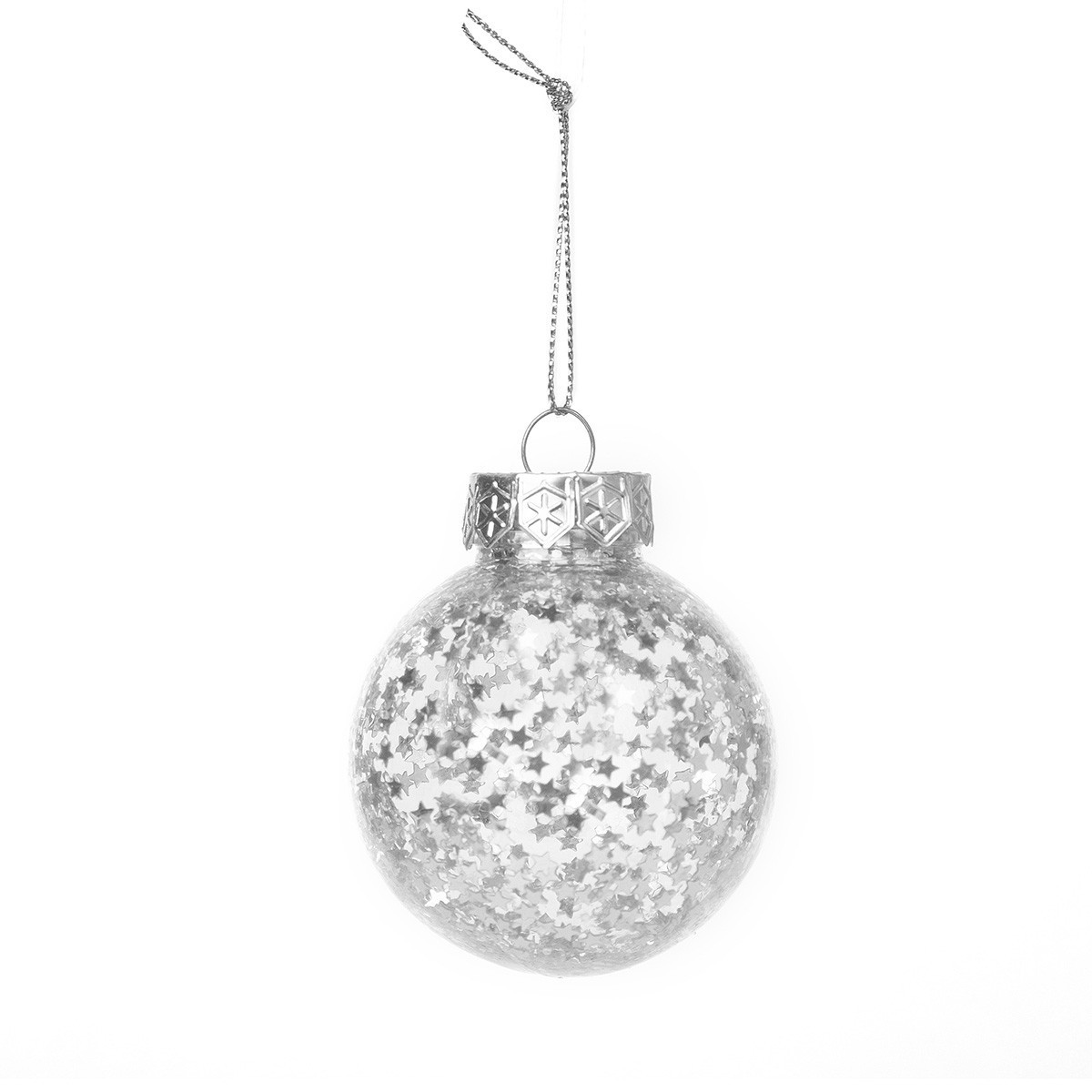 Bola de Glitter Plateada de 6cm