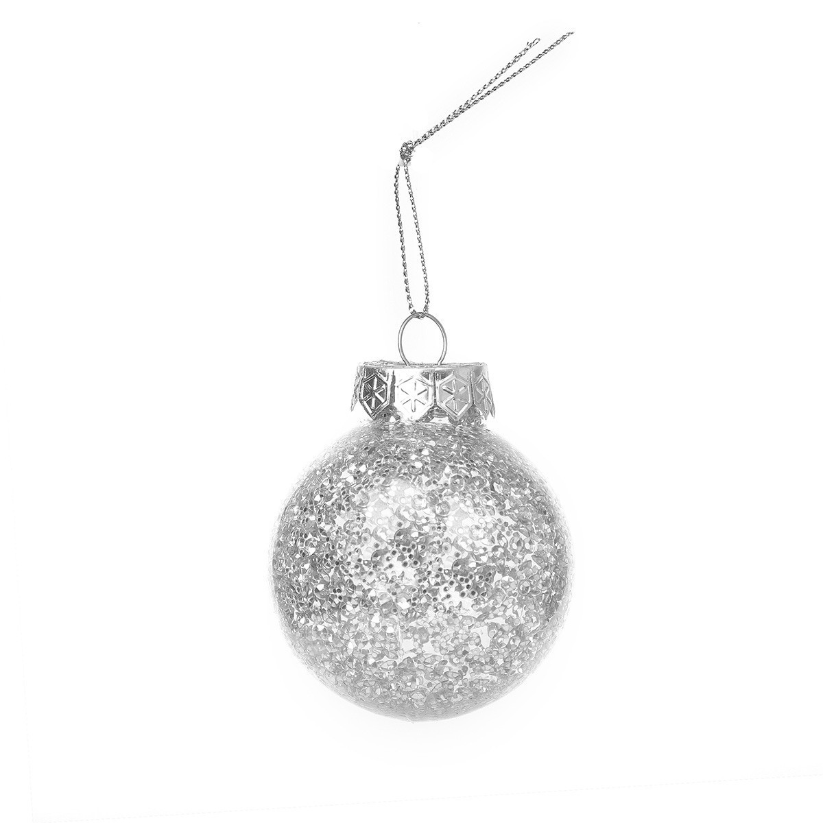Bola de Glitter Plateada de 6cm