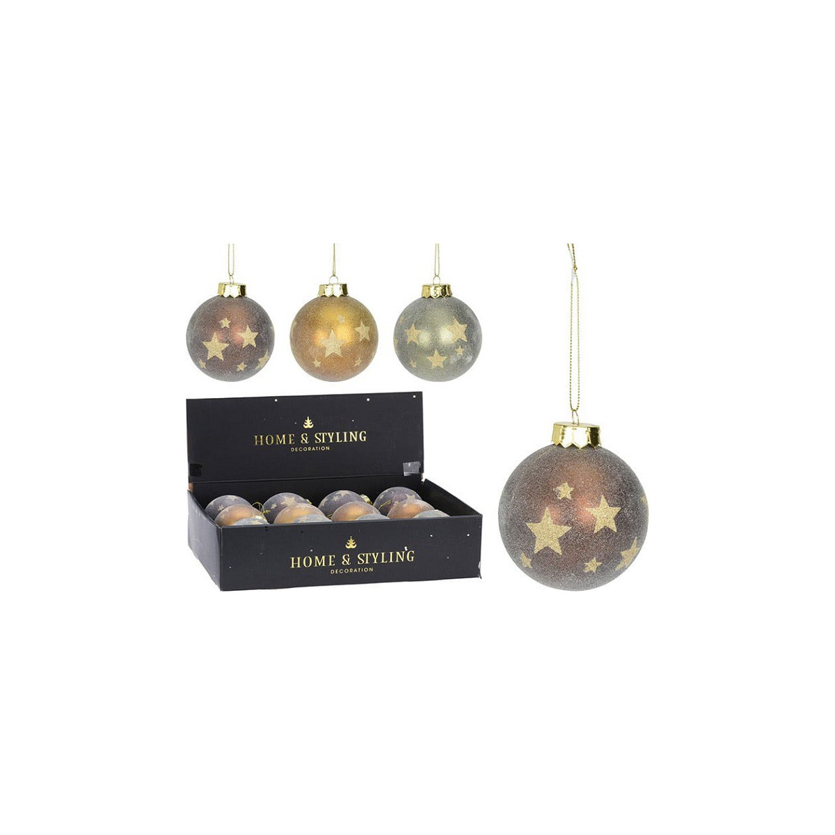 Bola Estrellas Doradas 8 cm Surtido