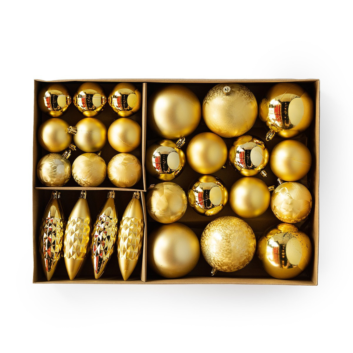 Set de 31 Adornos Surtidos para Árbol Dorados