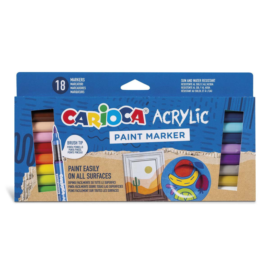 Marcadores Acrylic Punta Pincel Carioca x 18