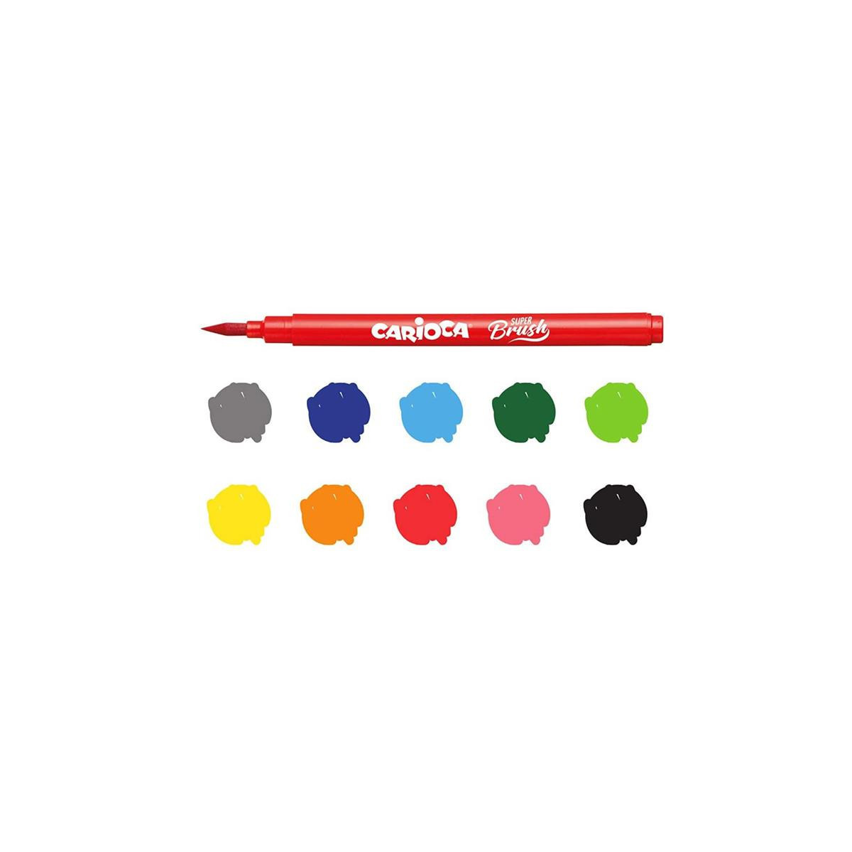 Marcadores con Punta Pincel Super Brush Carioca x 10