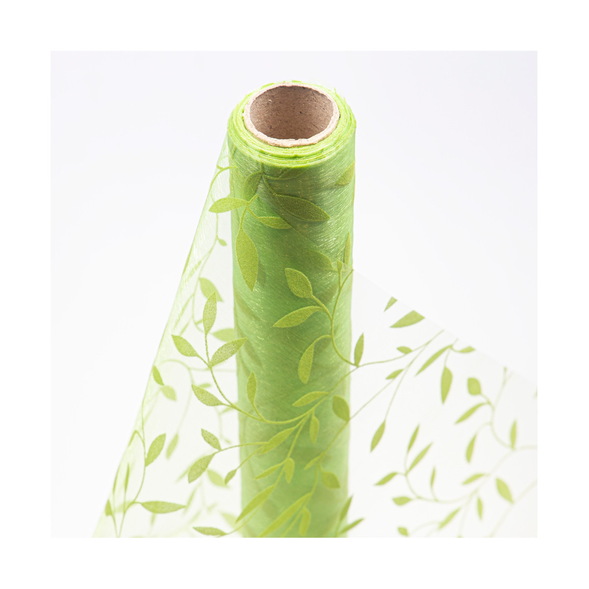 Tela Con Hojas Verde 35 cm X 9 m
