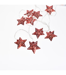 Guirnalda de 10 Estrellas LED 4 cm Rojas Alparamis