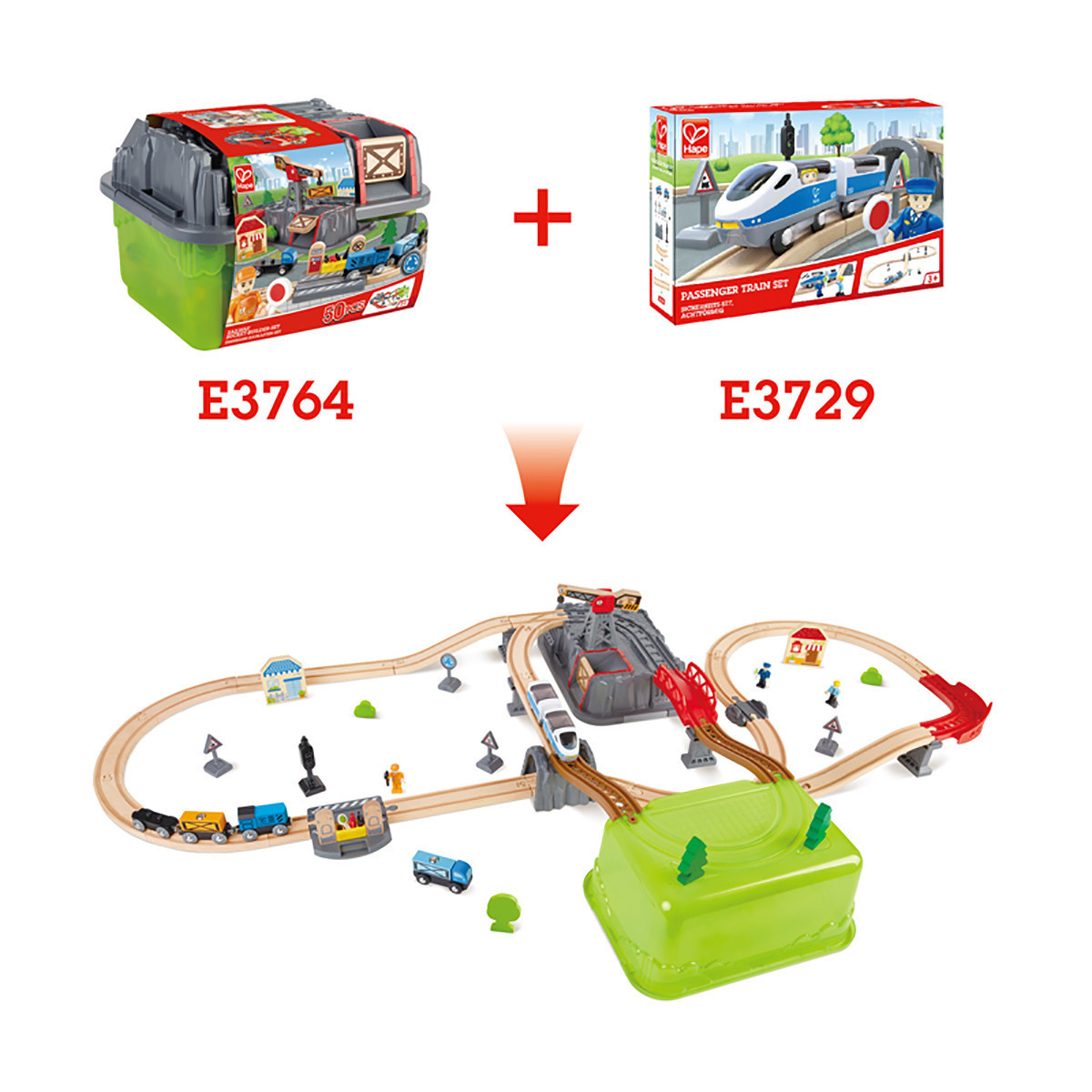 Set de Tren de Ciudad de Juguete en Caja Hape