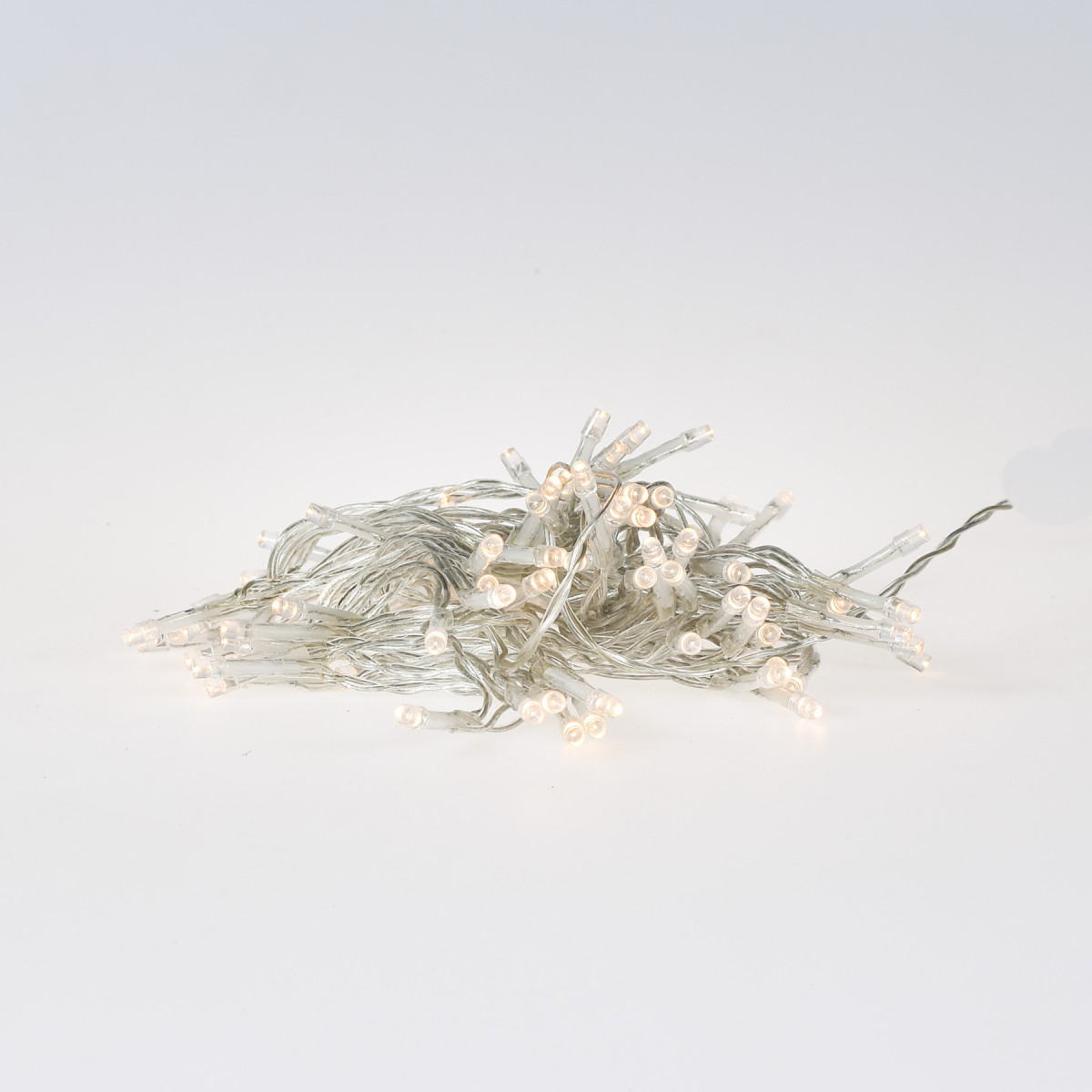 96 luces LED a Pila Blanca con Cable Transparente