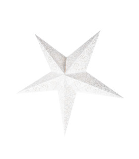 Estrella de Papel blanca y plateada con LED 75 cm