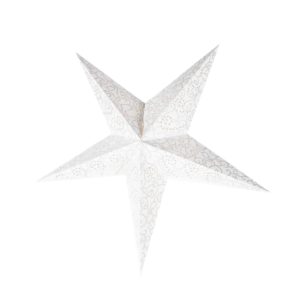 Estrella de Papel blanca y plateada con LED 75 cm