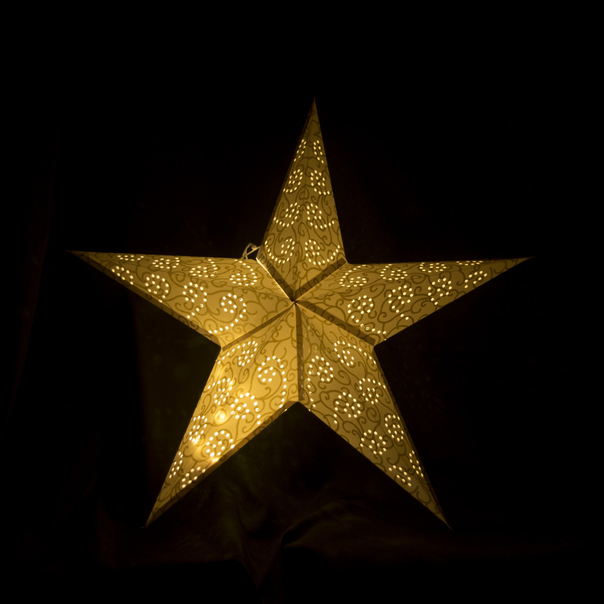 Estrella de Papel blanca y plateada con LED 75 cm