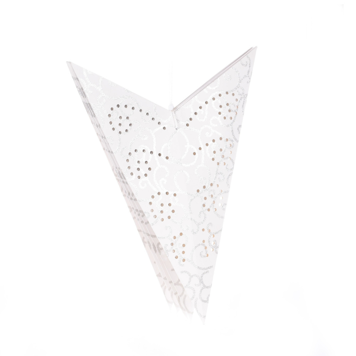 Estrella de Papel blanca y plateada con LED 75 cm