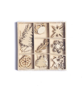 Set de 40 Adornos de Madera en Caja Alparamis
