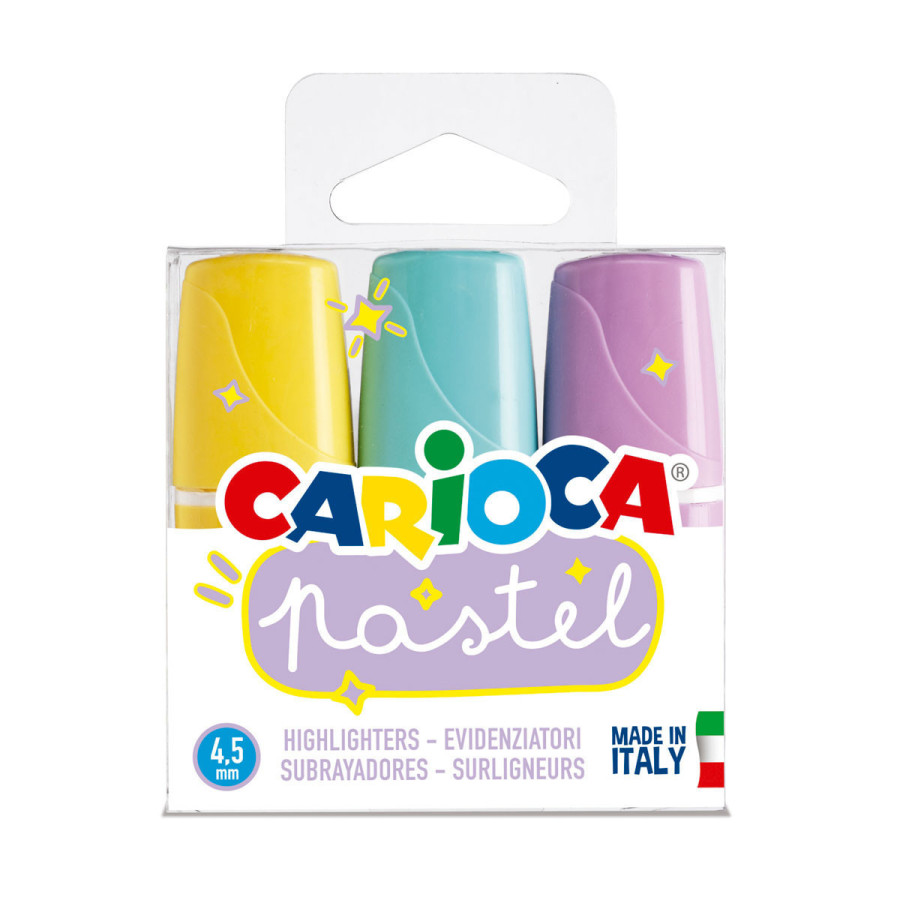 Resaltadores Colores Pastel Carioca x 3