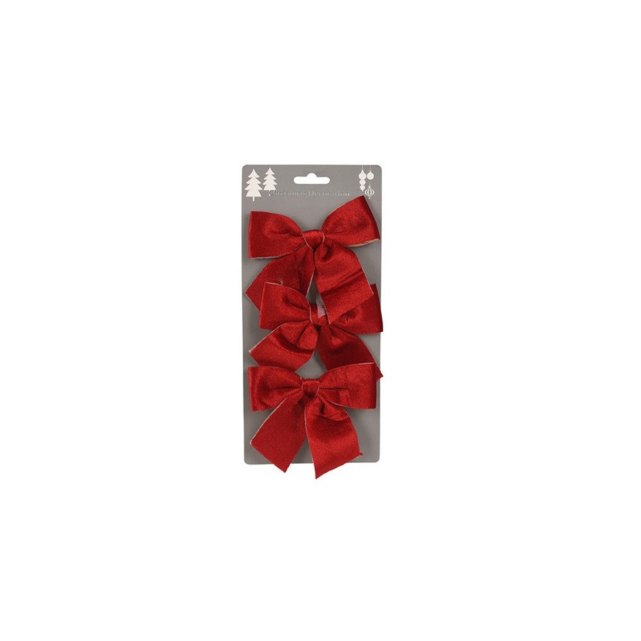 Set de 3 Moños de Terciopelo Rojo 10 cm Alparamis