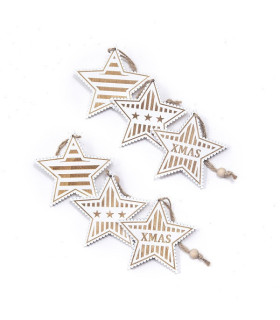 Adorno de Estrella Blanca de Madera 8 cm x 6 Alparamis