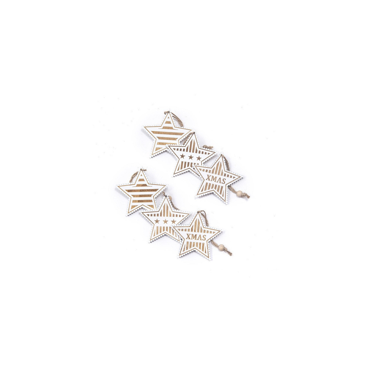 Adorno de Estrella Blanca de Madera 8 cm x 6 Alparamis