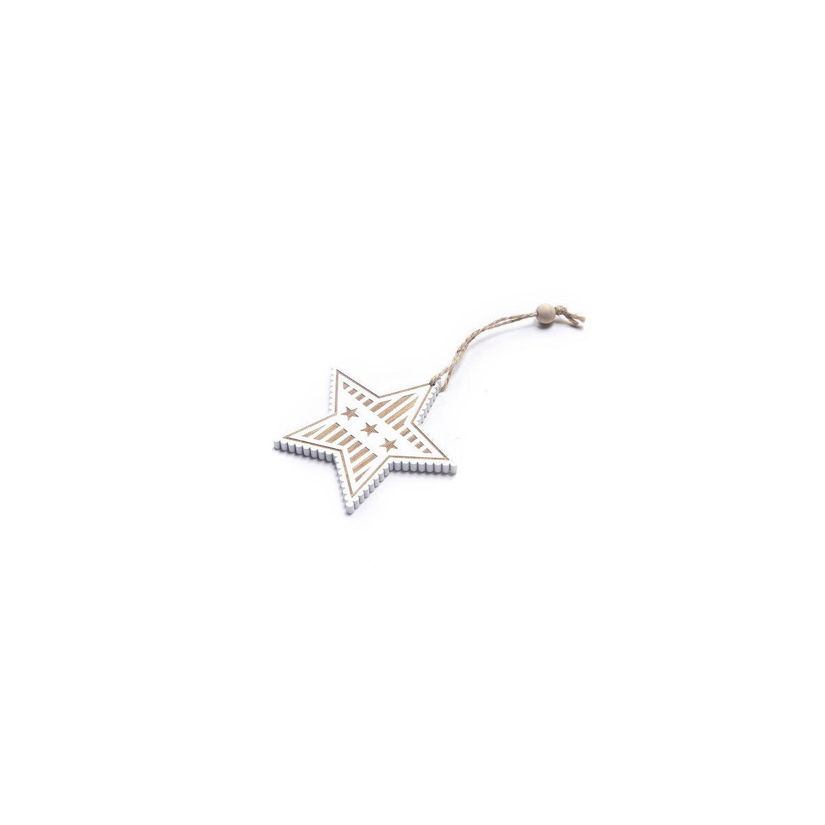 Adorno de Estrella Blanca de Madera 8 cm x 6 Alparamis