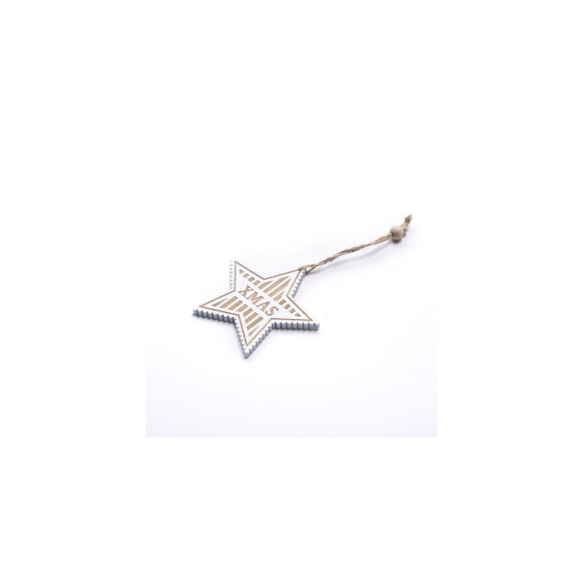 Adorno de Estrella Blanca de Madera 8 cm x 6 Alparamis