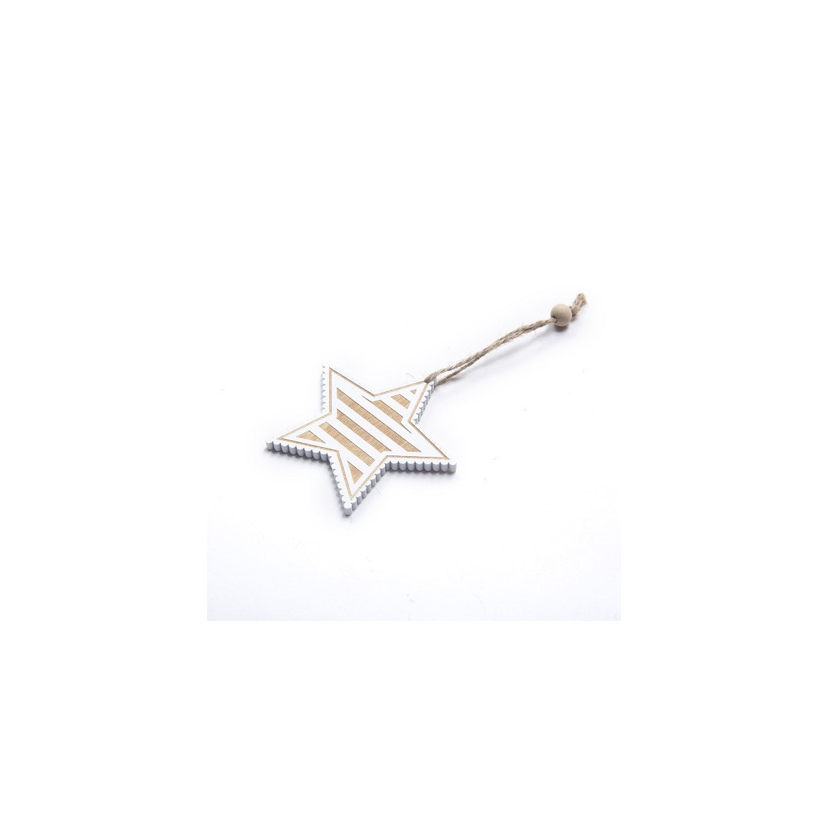 Adorno de Estrella Blanca de Madera 8 cm x 6 Alparamis