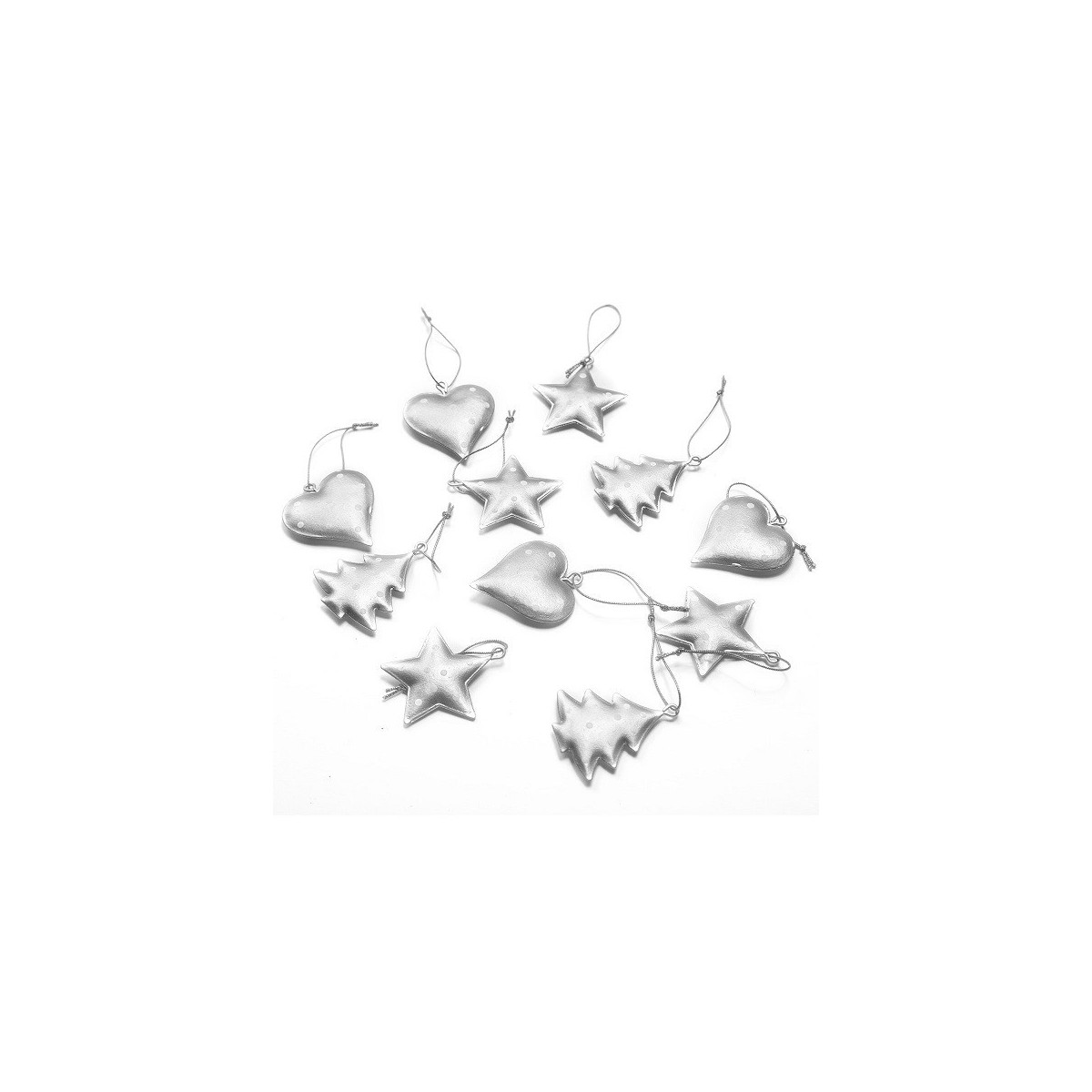 Adorno de Navidad de Metal Plateado con Lunares 5 cm x 12 Alparamis