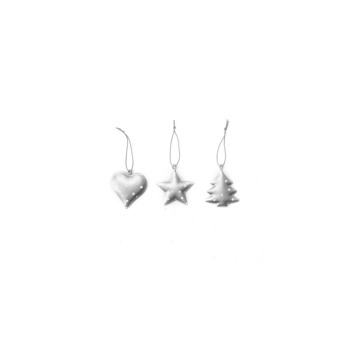 Adorno de Navidad de Metal Plateado con Lunares 5 cm x 12 Alparamis