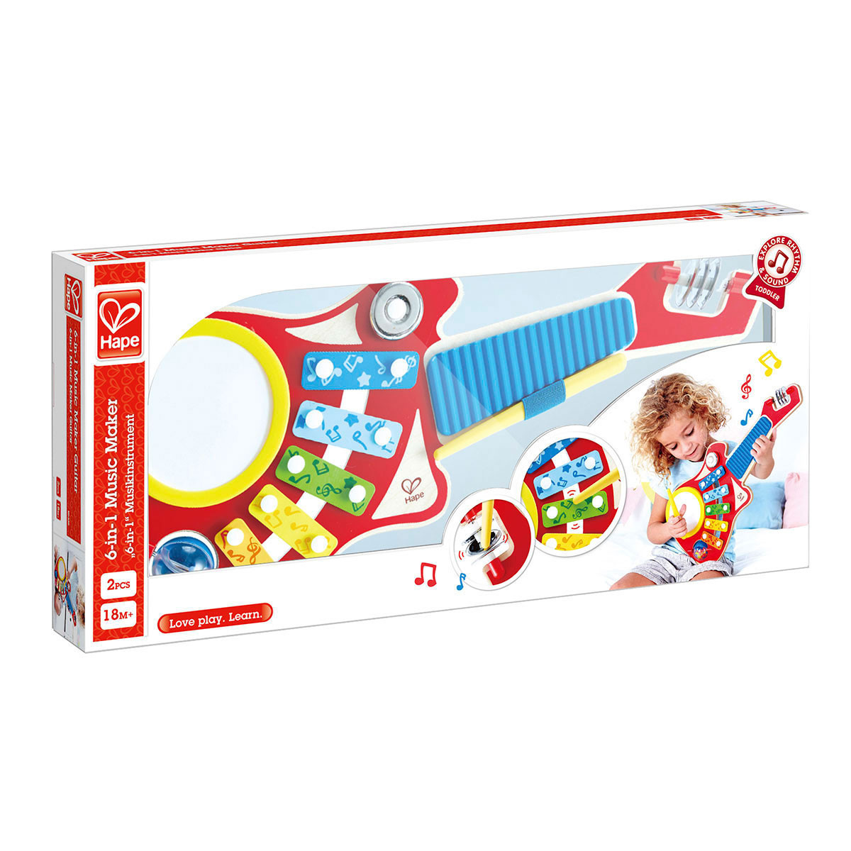 Guitarra 6 en 1 Hape Instrumento Musical de Juguete