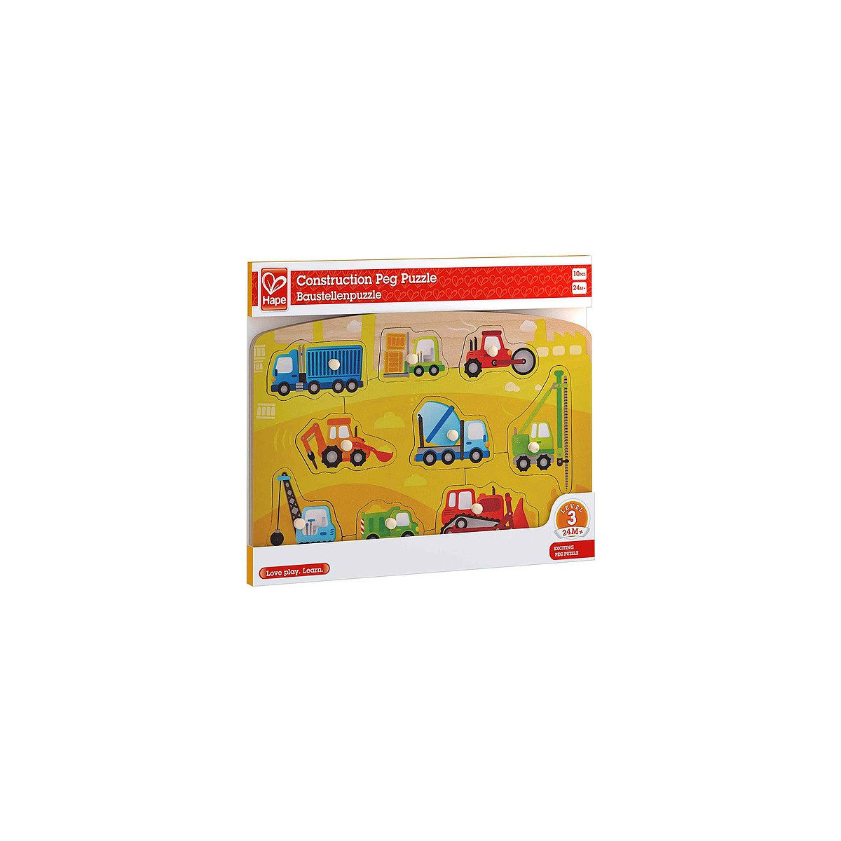 Puzzle 10 Piezas Vehiculos De Construccion Hape