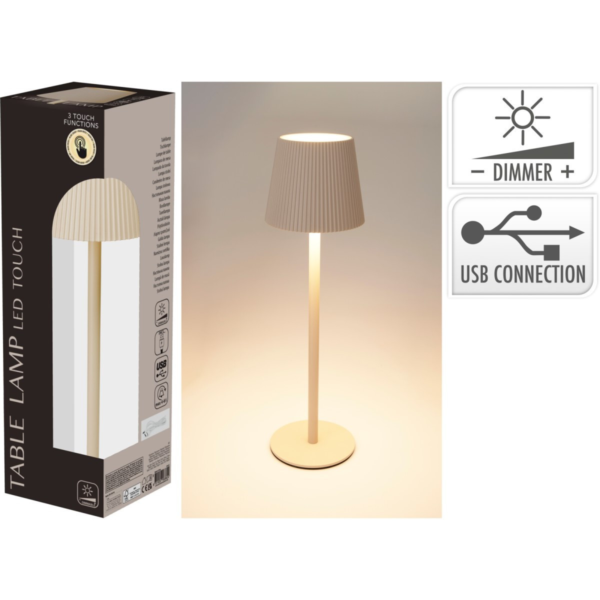 Lámpara de Mesa Recargable USB 36 cm Crema Alparamis