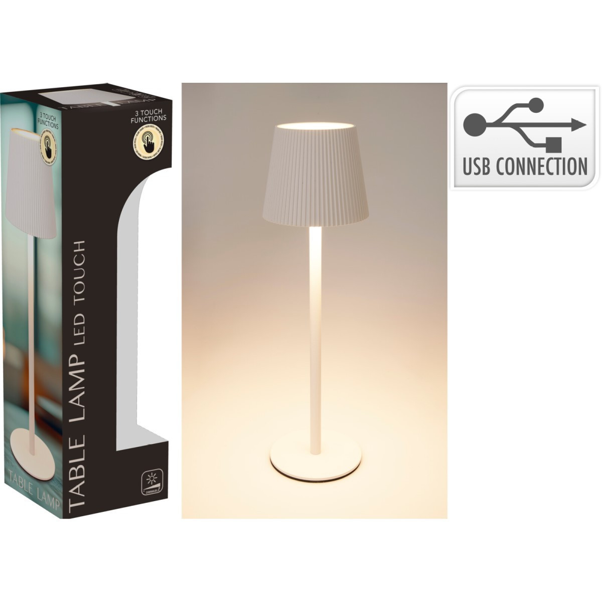 Lámpara de Mesa Recargable USB 36 cm Blanca Alparamis
