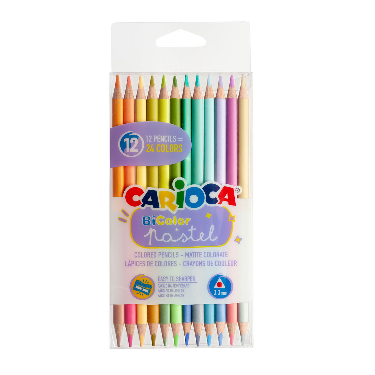 Lápices Bicolores Pastel Carioca x 12