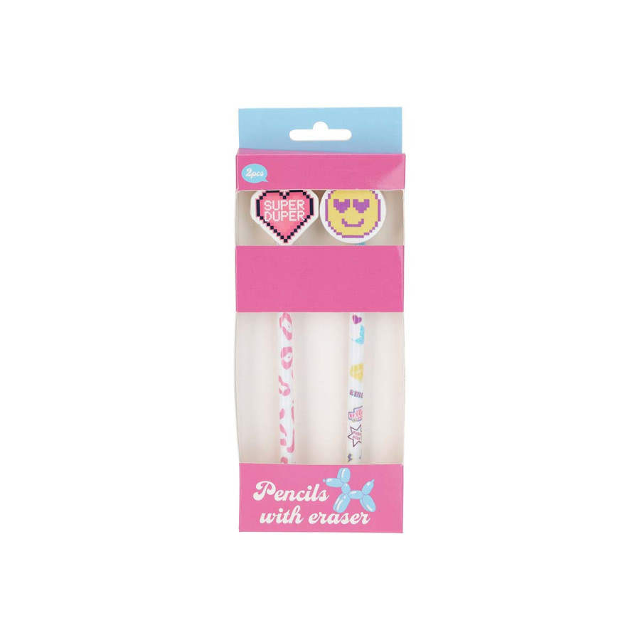 Set de 2 Lápices con Goma de Borrar Butterfly Alparamis