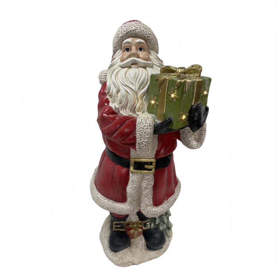 Adorno de Navidad Santa con Caja de Regalo LED 121 cm Alparamis