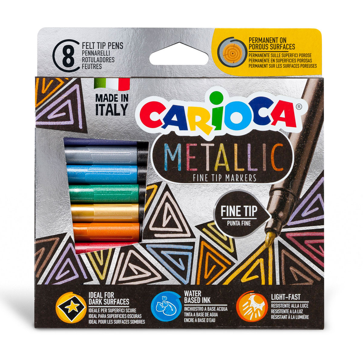 Marcadores Punta Fina de Colores Metálicos Carioca x 8