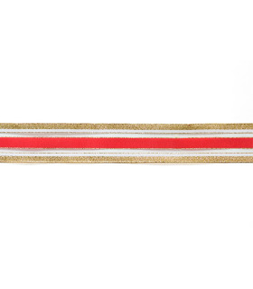 Cinta Samarian con Alambre Dorada y Roja 4 cm x 10 metros