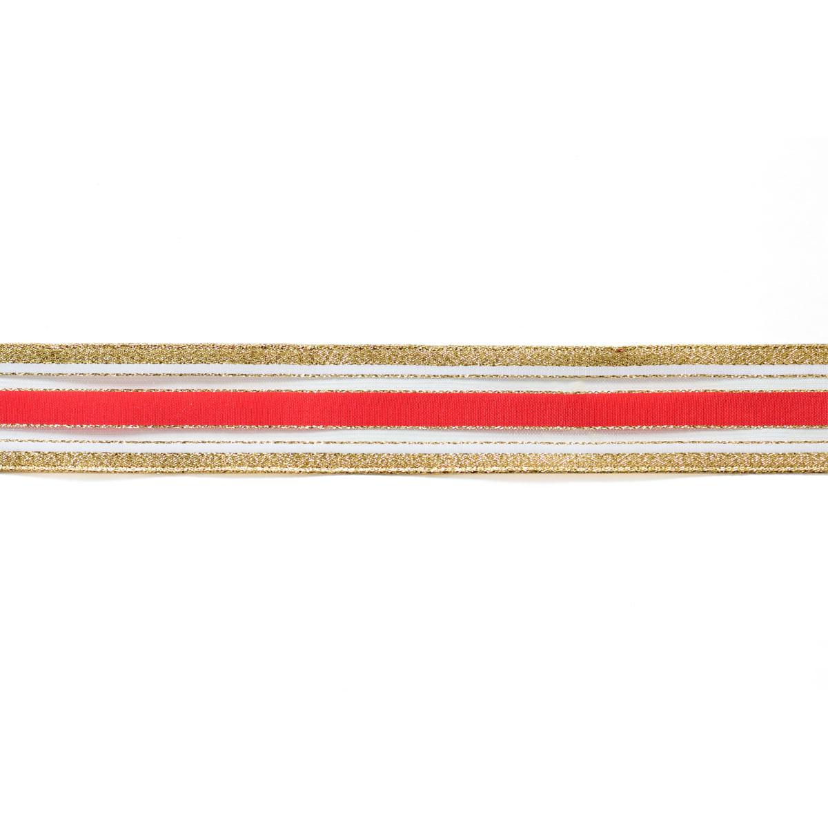 Cinta Samarian con Alambre Dorada y Roja 4 cm x 10 metros