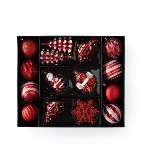 Set de 20 Adornos Surtidos para Árbol Rojos