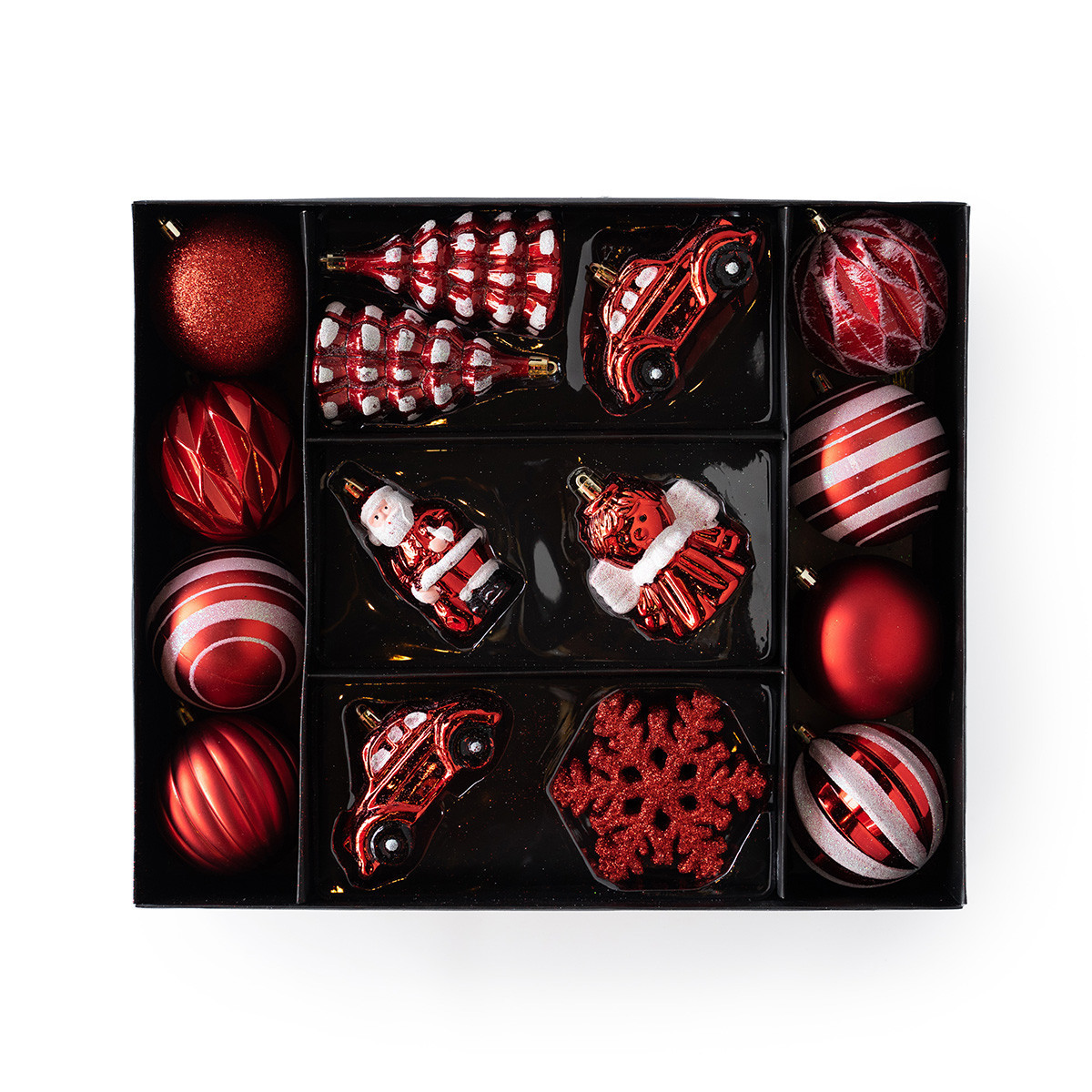 Set de 20 Adornos Surtidos para Árbol Rojos