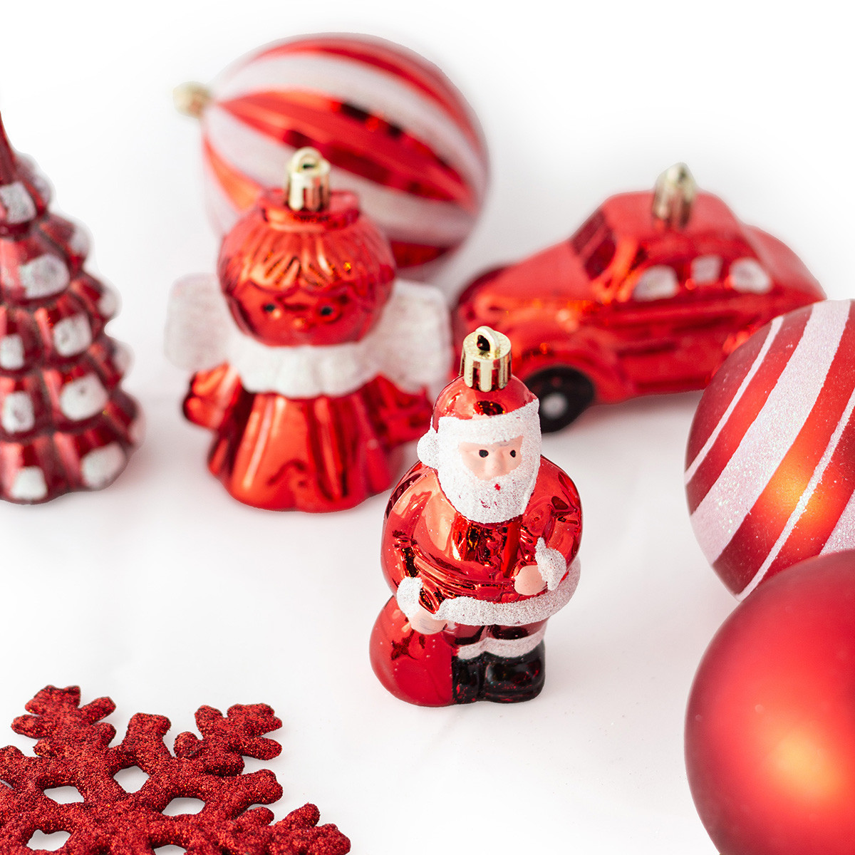 Set de 20 Adornos Surtidos para Árbol Rojos
