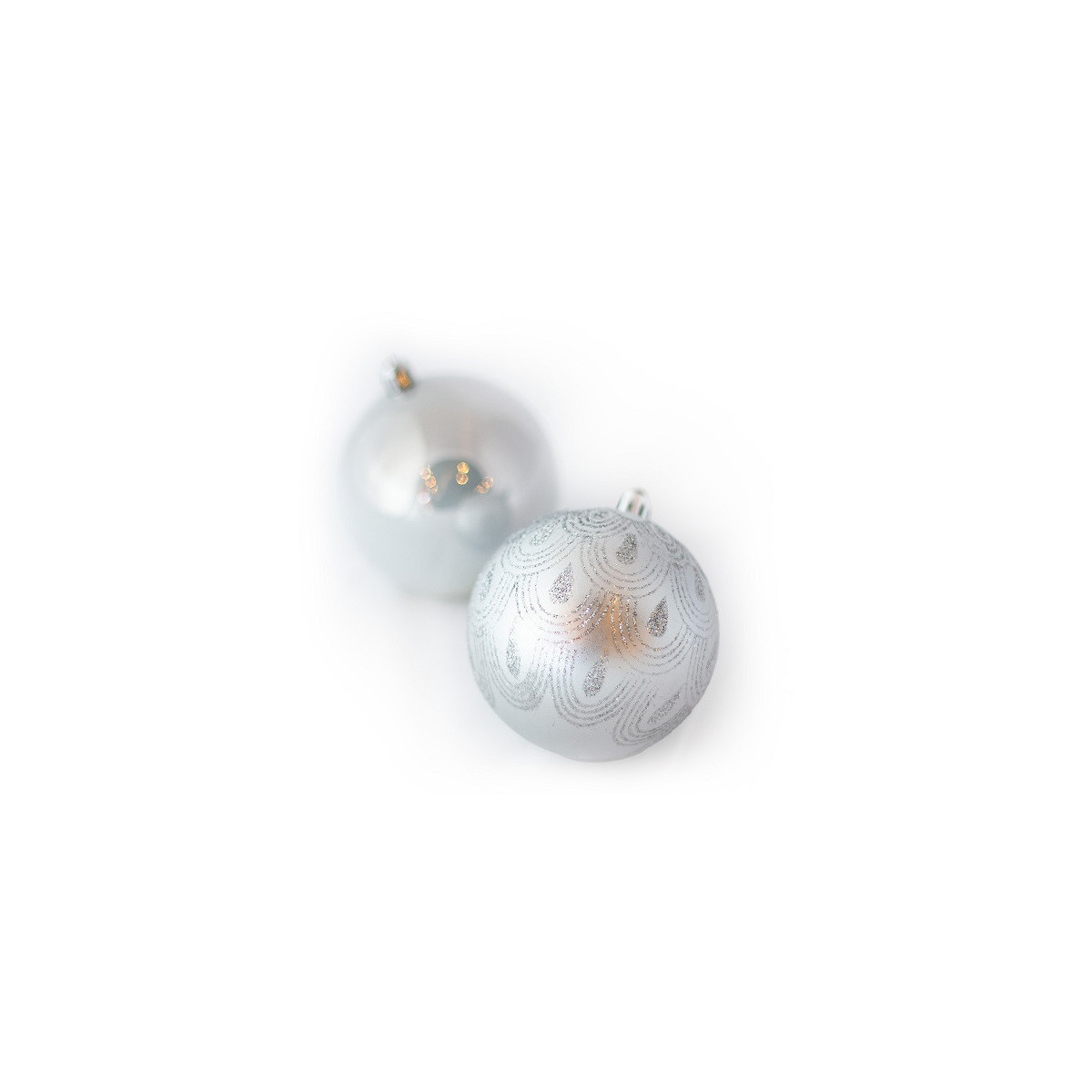 Set de 6 Bolas Perladas y Mate con Glitter de 8 cm Plateadas Alparamis