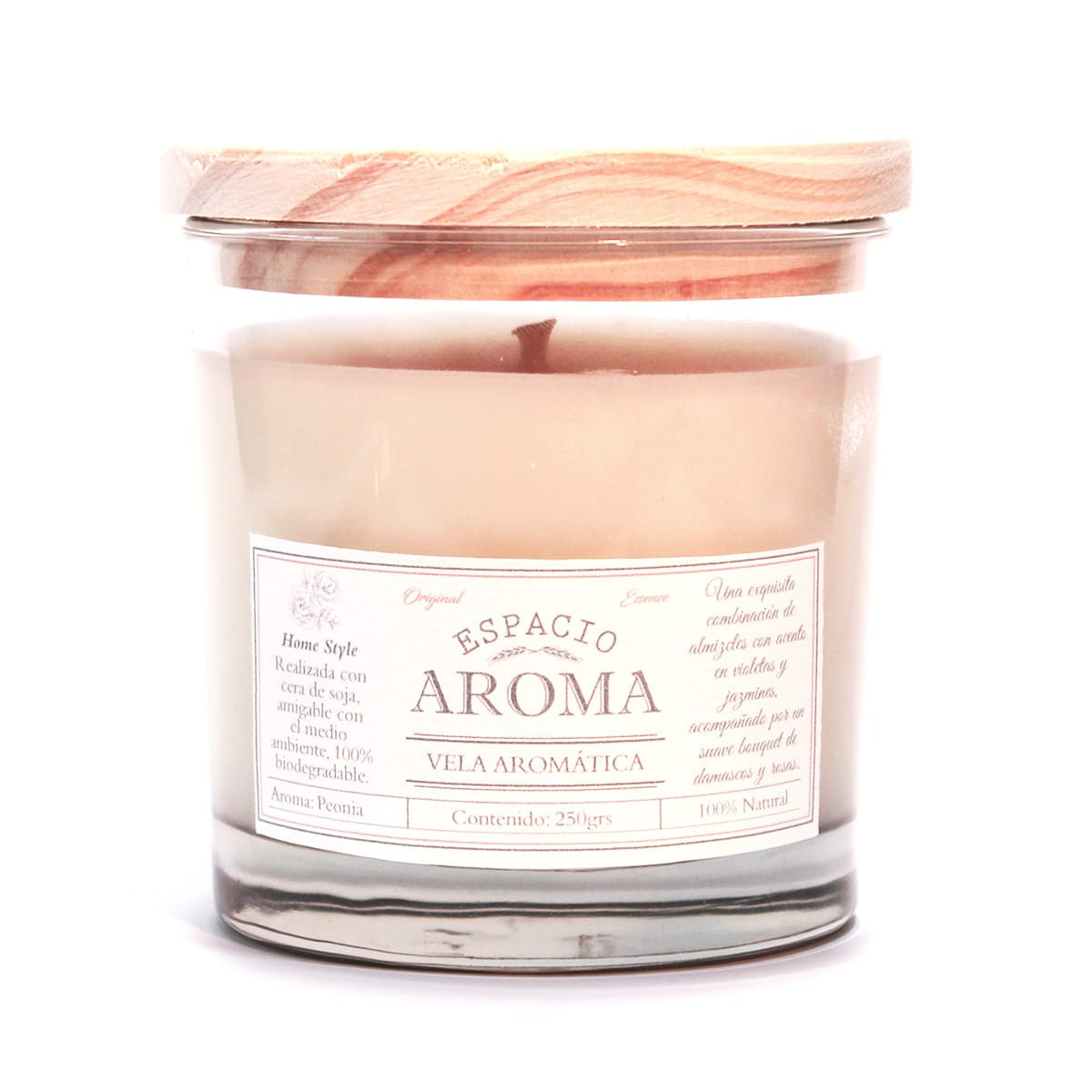 Vela de Soja Aromática 250 g Línea Clásica Peonia Espacio Aroma