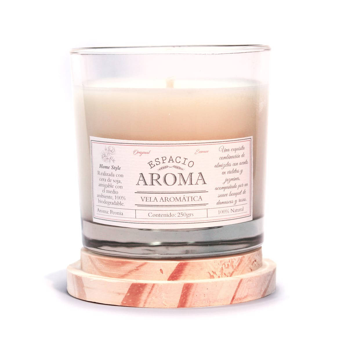 Vela de Soja Aromática 250 g Línea Clásica Peonia Espacio Aroma