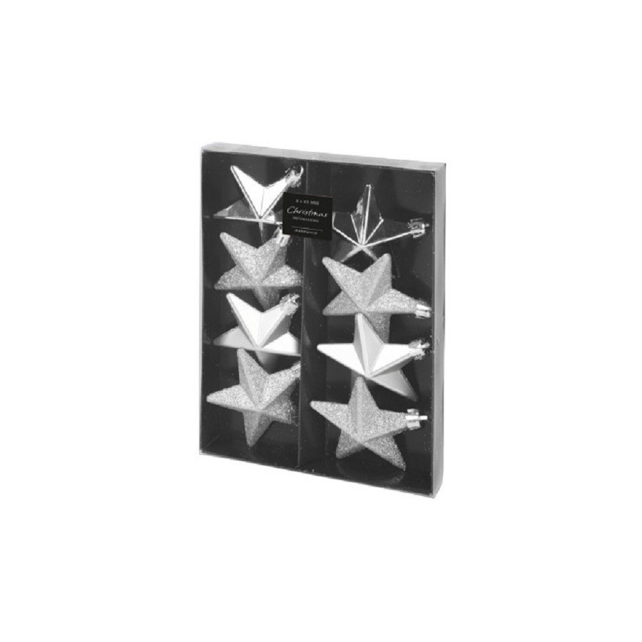Set De 8 Estrellas Combinadas Plateadas