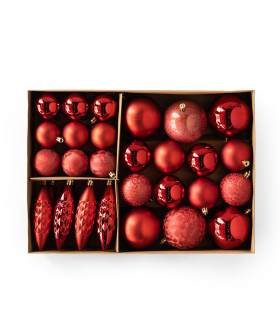 Set de 31 Adornos Surtidos para Árbol Rojos