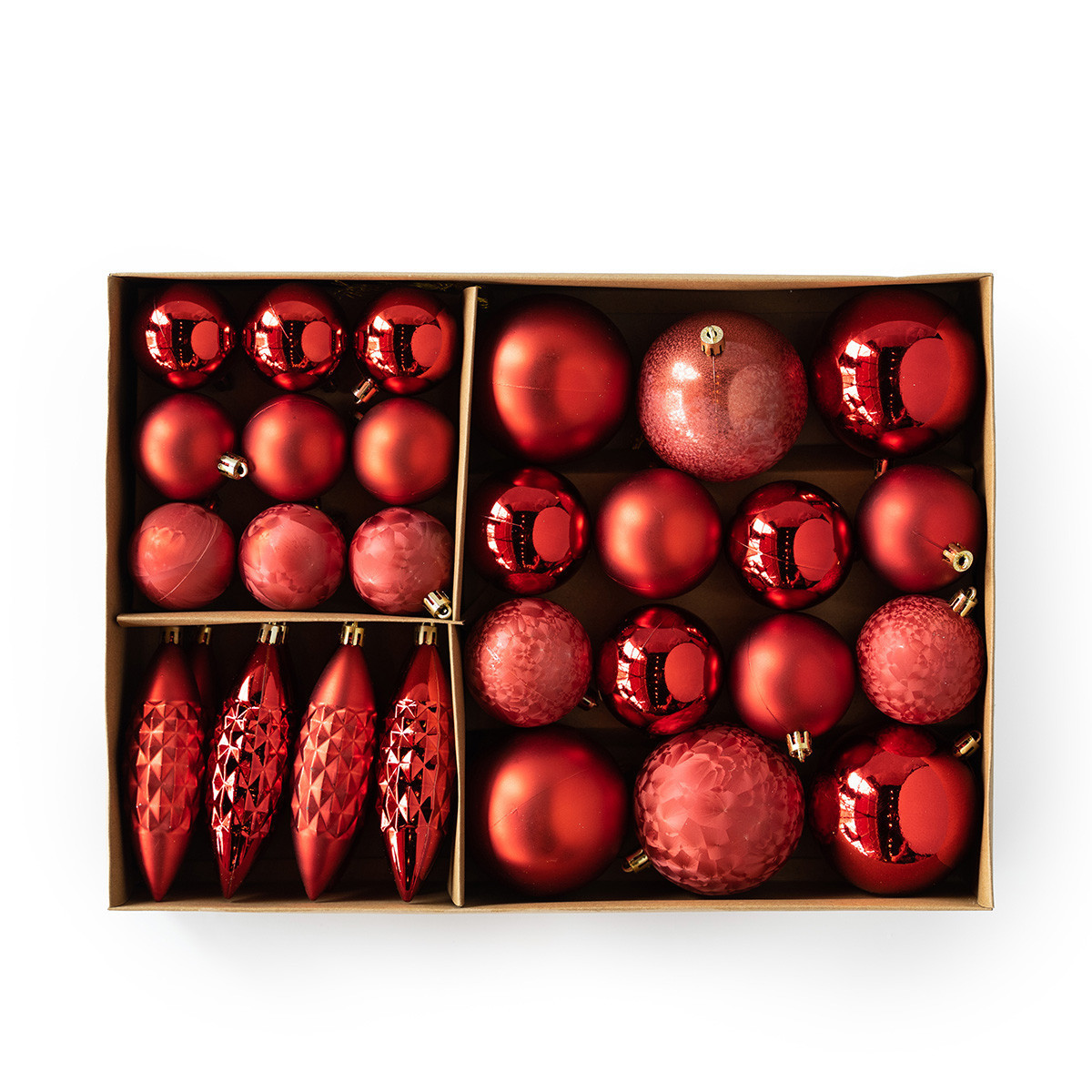 Set de 31 Adornos Surtidos para Árbol Rojos