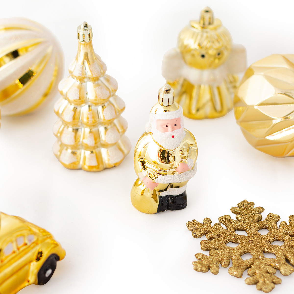 Set de 20 Adornos Surtidos para Árbol Dorados
