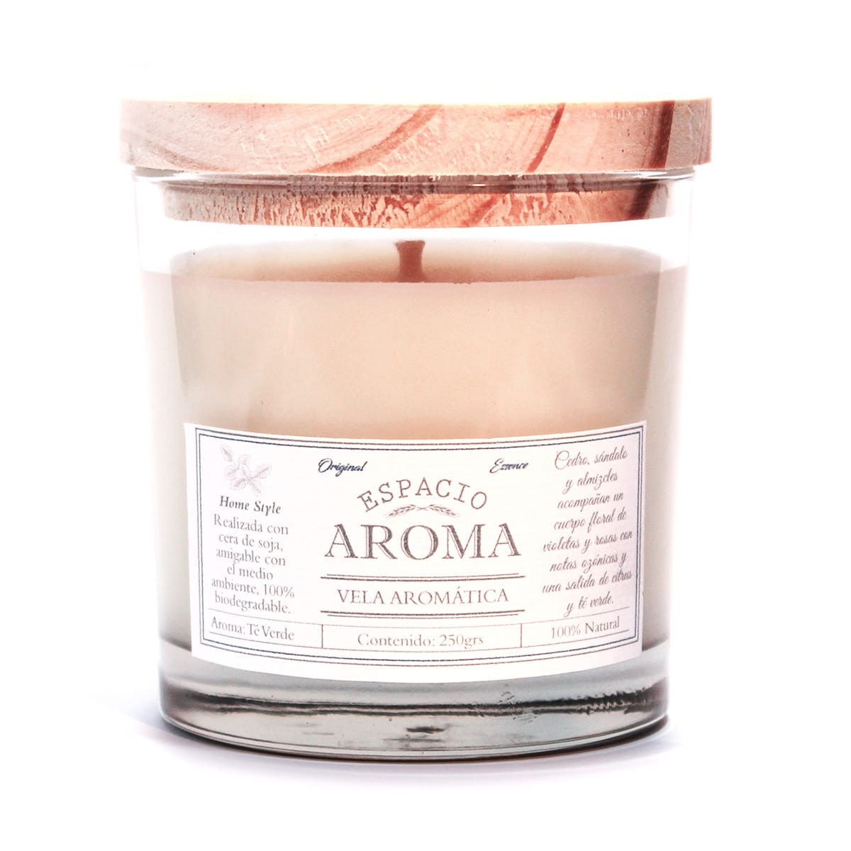 Vela de Soja Aromática 250 g Línea Clásica Té Verde Espacio Aroma