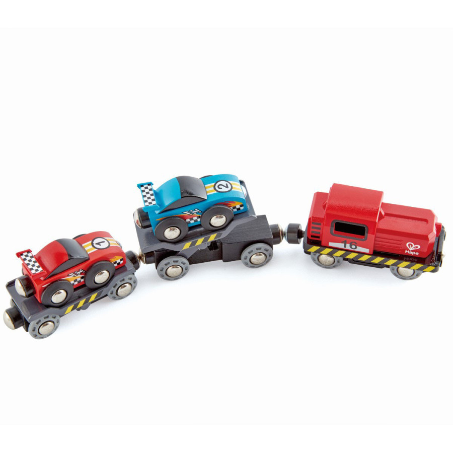 Tren Transportador de Autos de Carrera de Juguete Hape