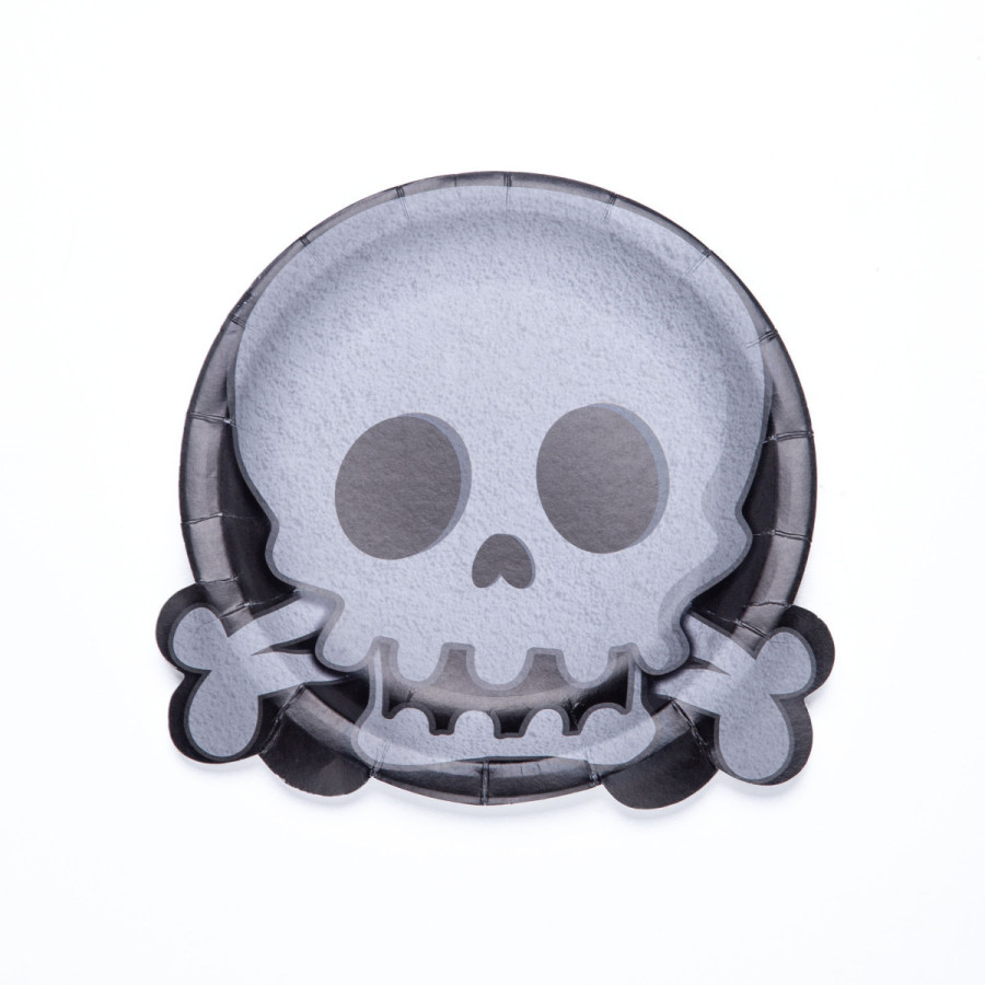 Platos de Cartón Calavera de Halloween x 8