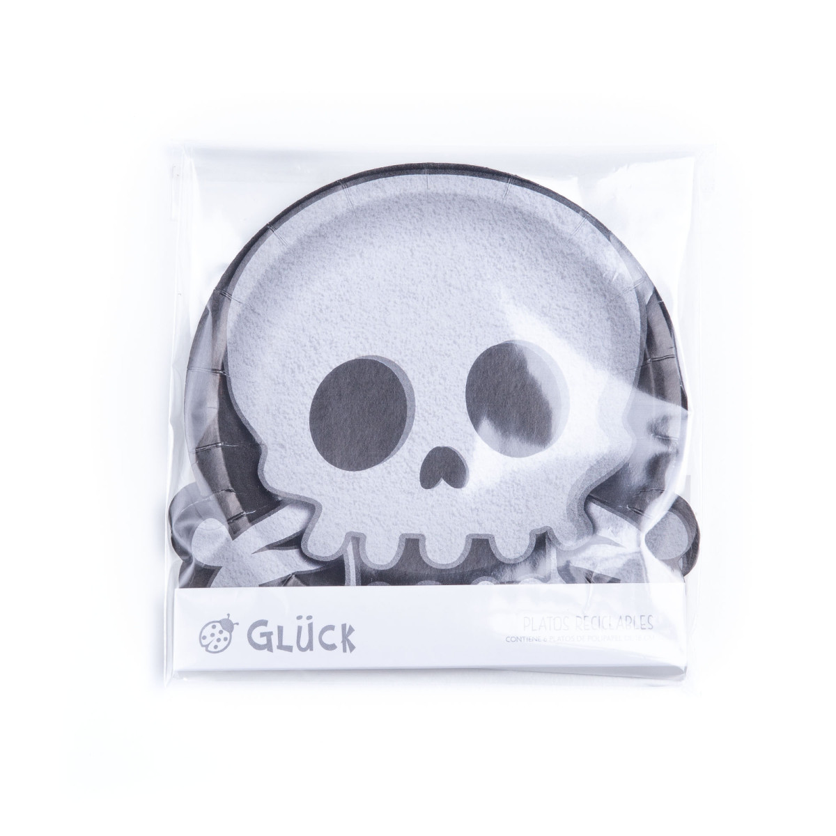 Platos de Cartón Calavera de Halloween x 8