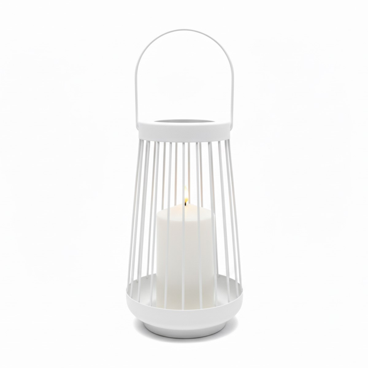 Farol Blanco 26 cm con Vela Pilar LED Alparamis